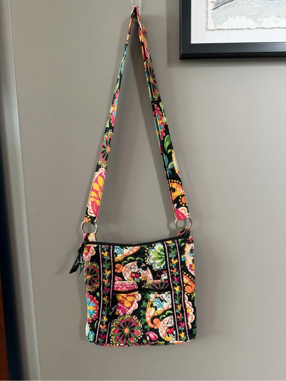 Vera Bradley Black Multicolor Mickey & Friends Quilted Crossbody